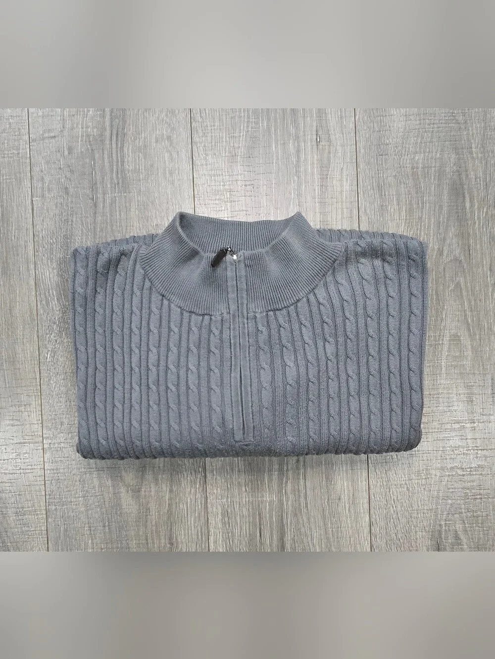 Pendleton Men's Gray Cable-Knit Half-Zip Sweater #503 - Picture 5 of 7